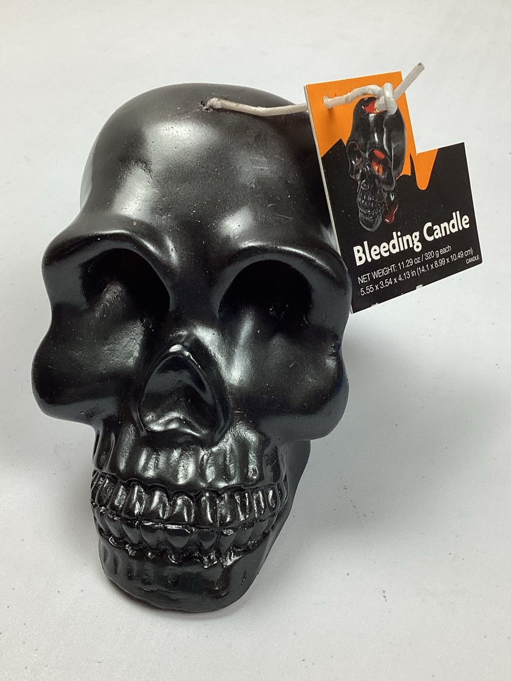 Black Bleeding Skull Candle Halloween Spooky Scary Decor NEW with tag